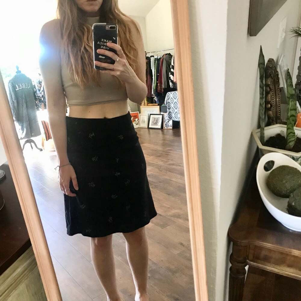 Asian Characters Pencil Skirt Navy